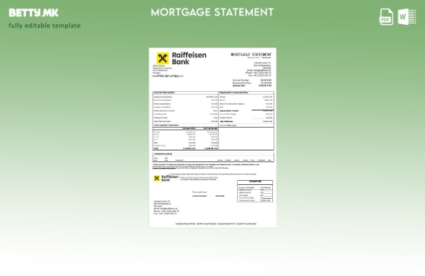 модерен стил Словачка Извод за хипотека од банка Рајфајзен во шаблон за формати 